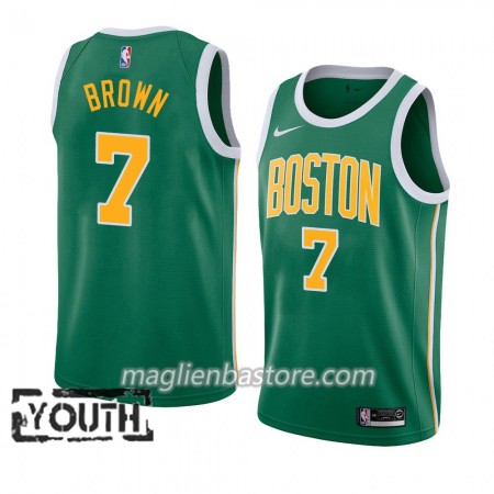 Maglia NBA Boston Celtics Jaylen Brown 7 2018-19 Nike Verde Swingman - Bambino